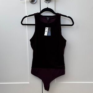 Express Dark Brown Velvet Bodysuit